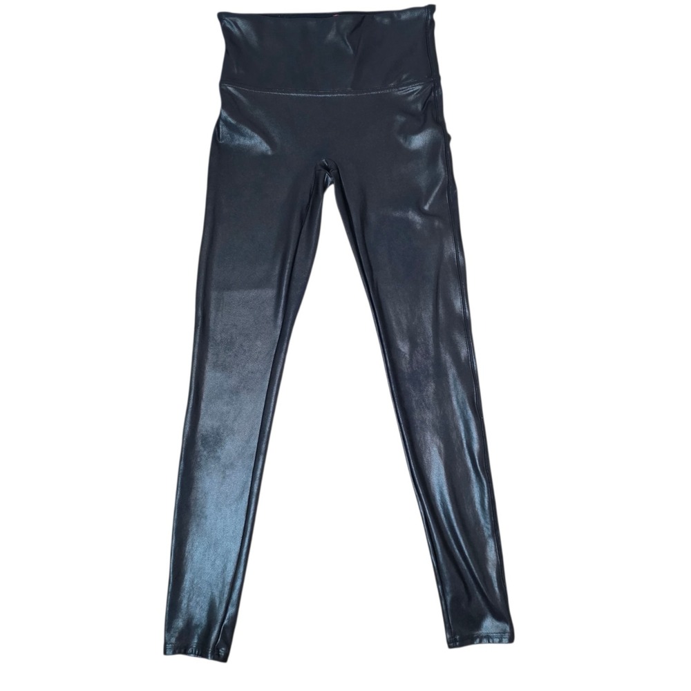 SPANX Faux Leather Leggings Womens M Black High Rise Pull On Shaping Pants